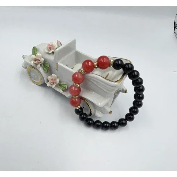 Women Bead Bracelet Elastic Black And Red - Picture 8 of 8
